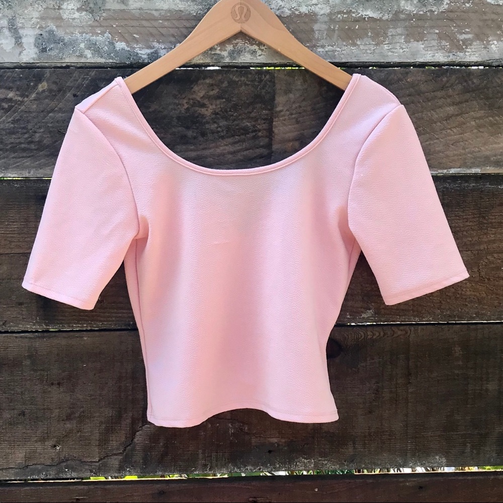About A Girl Short Sleeve Pink Crop Top